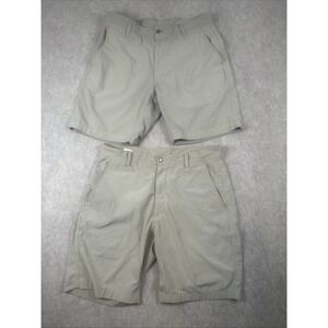 Lot Of 2 FootJoy Mens Performance Golf Shorts Tan Stretch W34 & W33